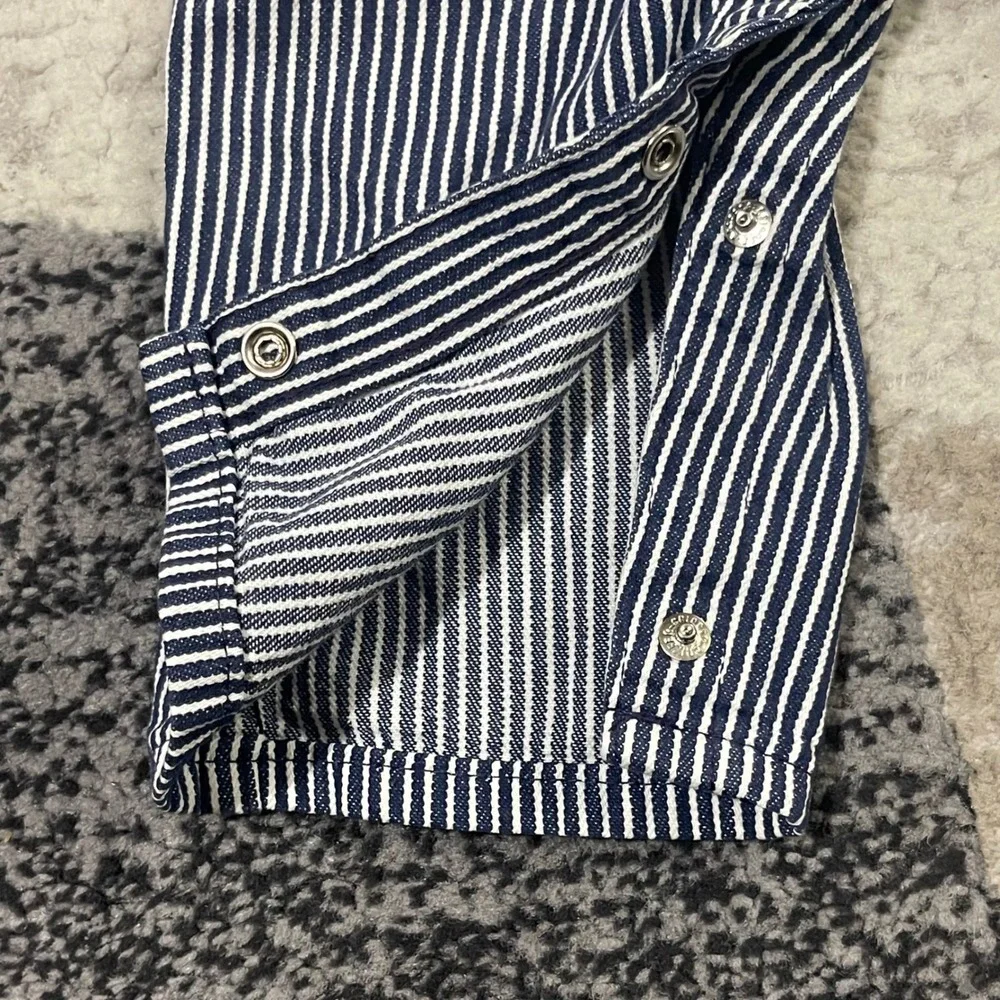 Vintage OshKosh B'gosh Vesbak Overalls Kids 24M Blue Hickory Stripe USA Made